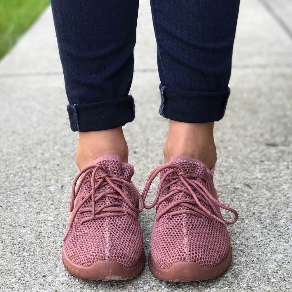 SOLD OUT  Mauve Fly Knit Mesh Sneakers - Picture 2 of 6