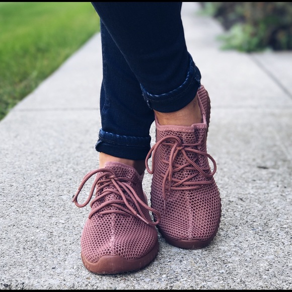 SOLD OUT  Mauve Fly Knit Mesh Sneakers - Picture 3 of 6