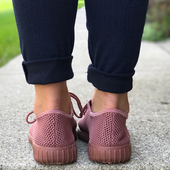 SOLD OUT  Mauve Fly Knit Mesh Sneakers - Picture 4 of 6
