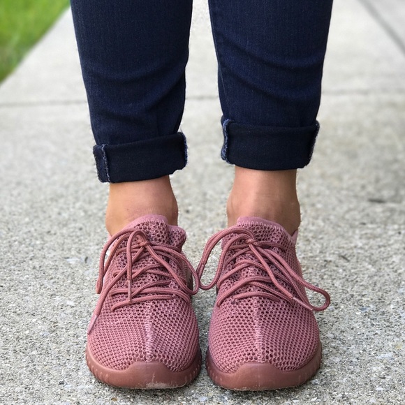 SOLD OUT  Mauve Fly Knit Mesh Sneakers - Picture 2 of 6