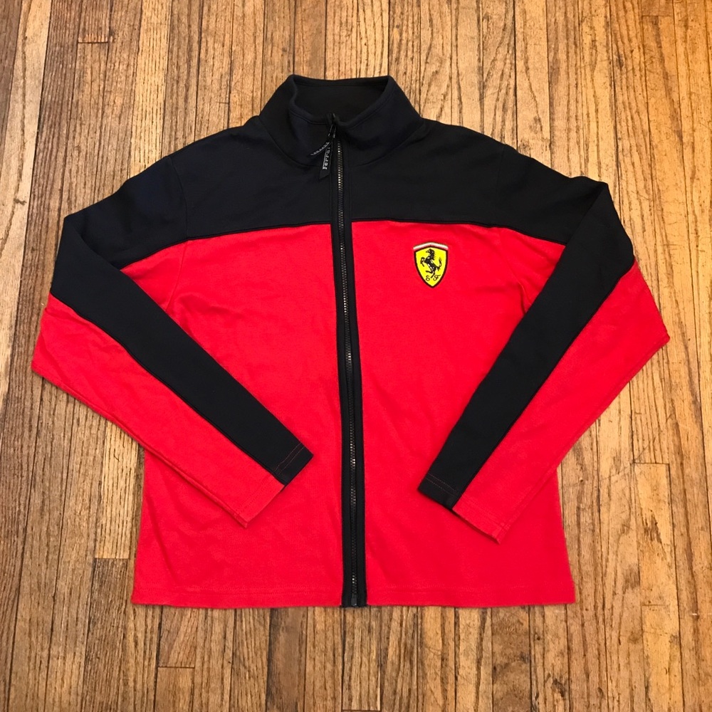Ferrari Zip Up 100% Cotton Red/Black Jacket Sz S