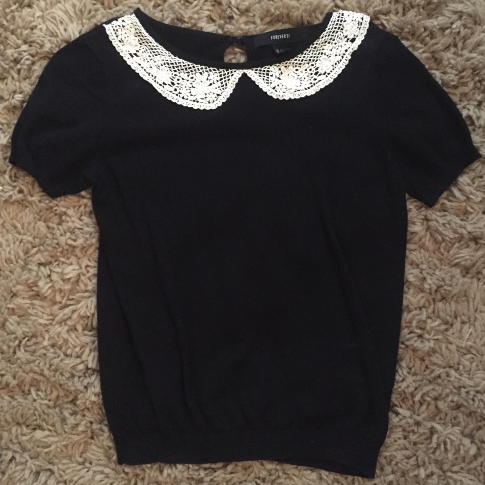 Peter Pan collar short sleeve sweater