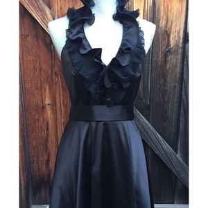 NWT WHBM Ruffle halter satin silk dress