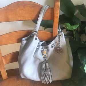 Authentic Gray Leather Michael Kors handbag