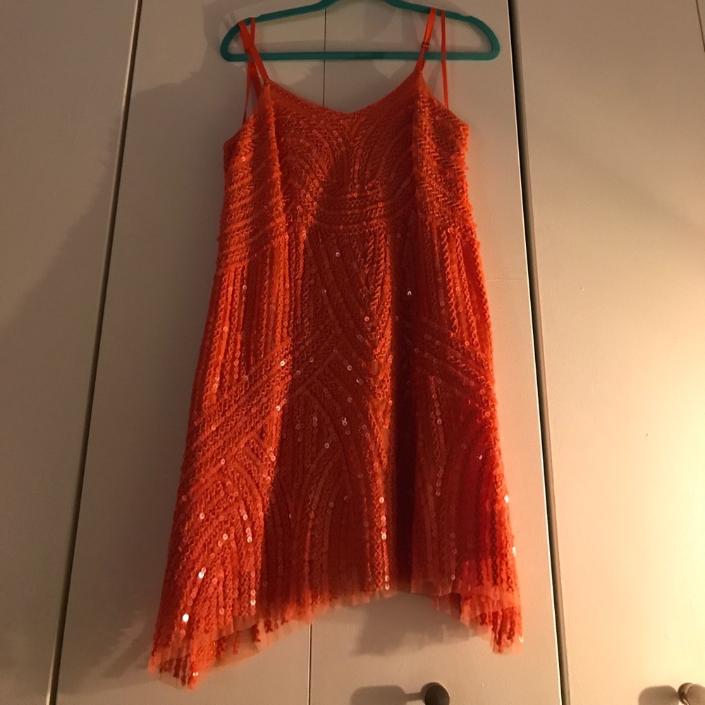 Coral Free People Sequin Dress