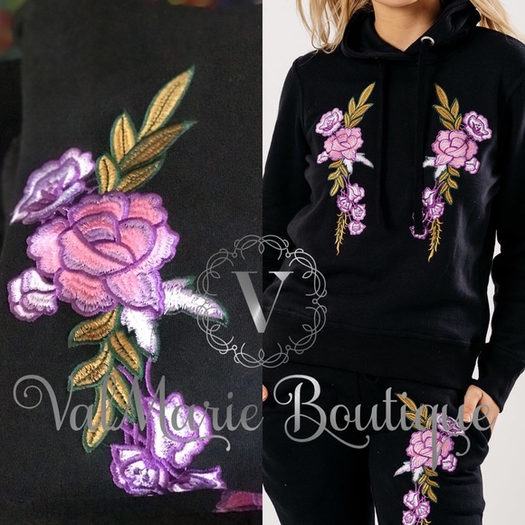 2 piece pant set LILAC EMBROIDERED SWEATSUIT SET - Picture 3 of 3