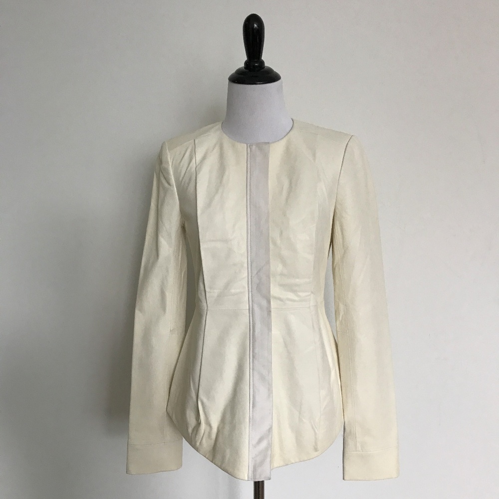 J Brand White Leather Jacket Size S