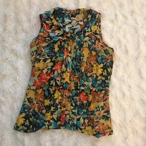 Cute Sleeveless Vintage Floral Blouse