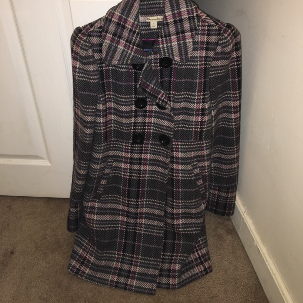 Above the knee plaid coat