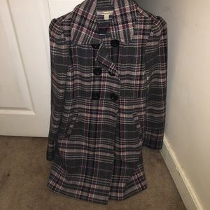 Above the knee plaid coat