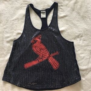 PINK cardinals sequin tank