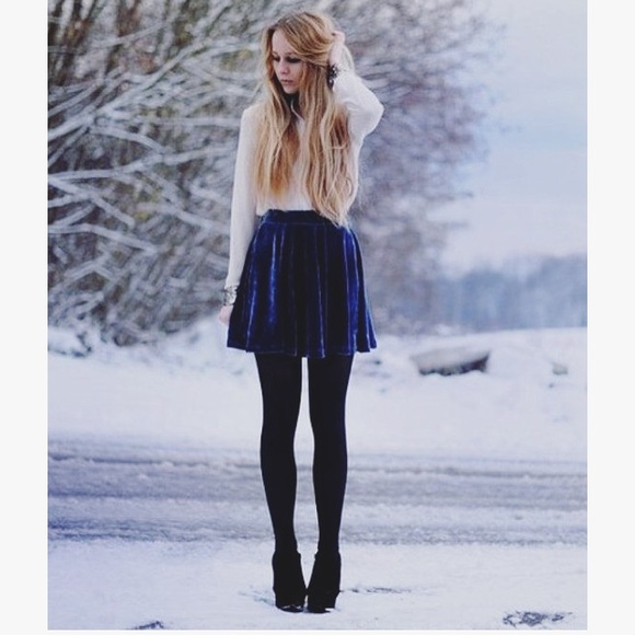 Modcloth Dresses & Skirts - 🥂✨ Blue Velvet Skater Skirt