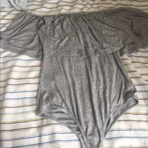 Gray Off The Shoulder Bodysuit