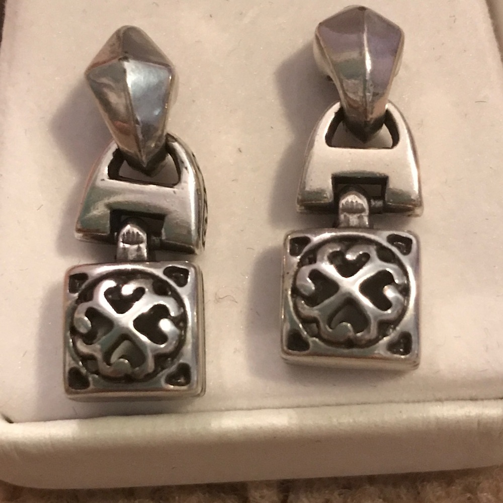 Silver patterned stud earrings