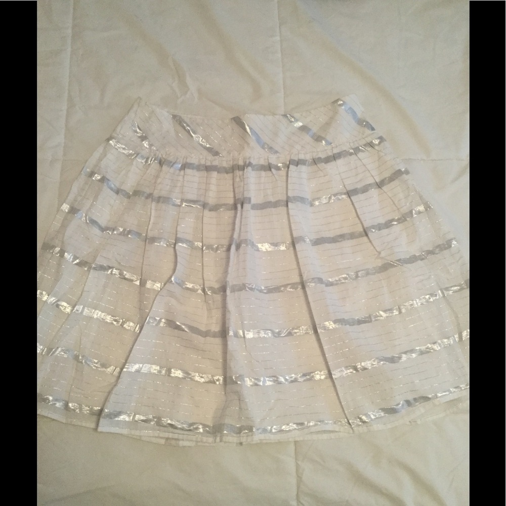 SALE! LOFT. Silver and White Striped Skirt