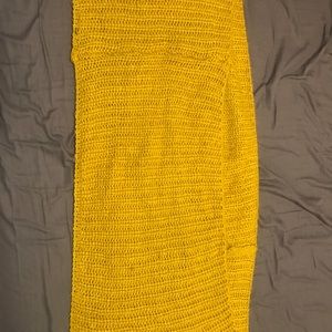 Mustard yellow knit wrap around scarf