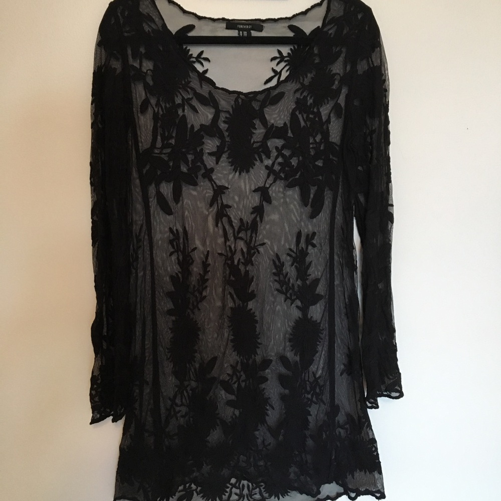 Sheer Embroidered Tunic