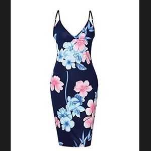 A navy blue floral dress