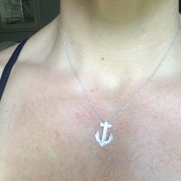 Sterling Silver & diamond Anchor pendant necklace - Picture 7 of 7
