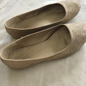 Qupid rose gold glitter flats