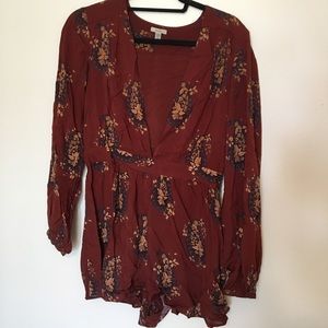 Floral/Paisley Deep V Romper
