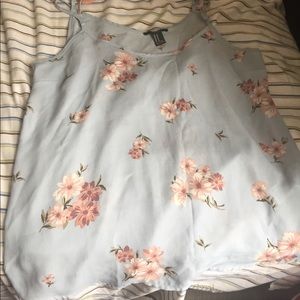 FLORAL BABY BLUE LOOSE TOP
