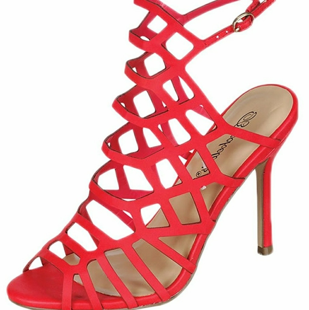 Cherry red cage heels
