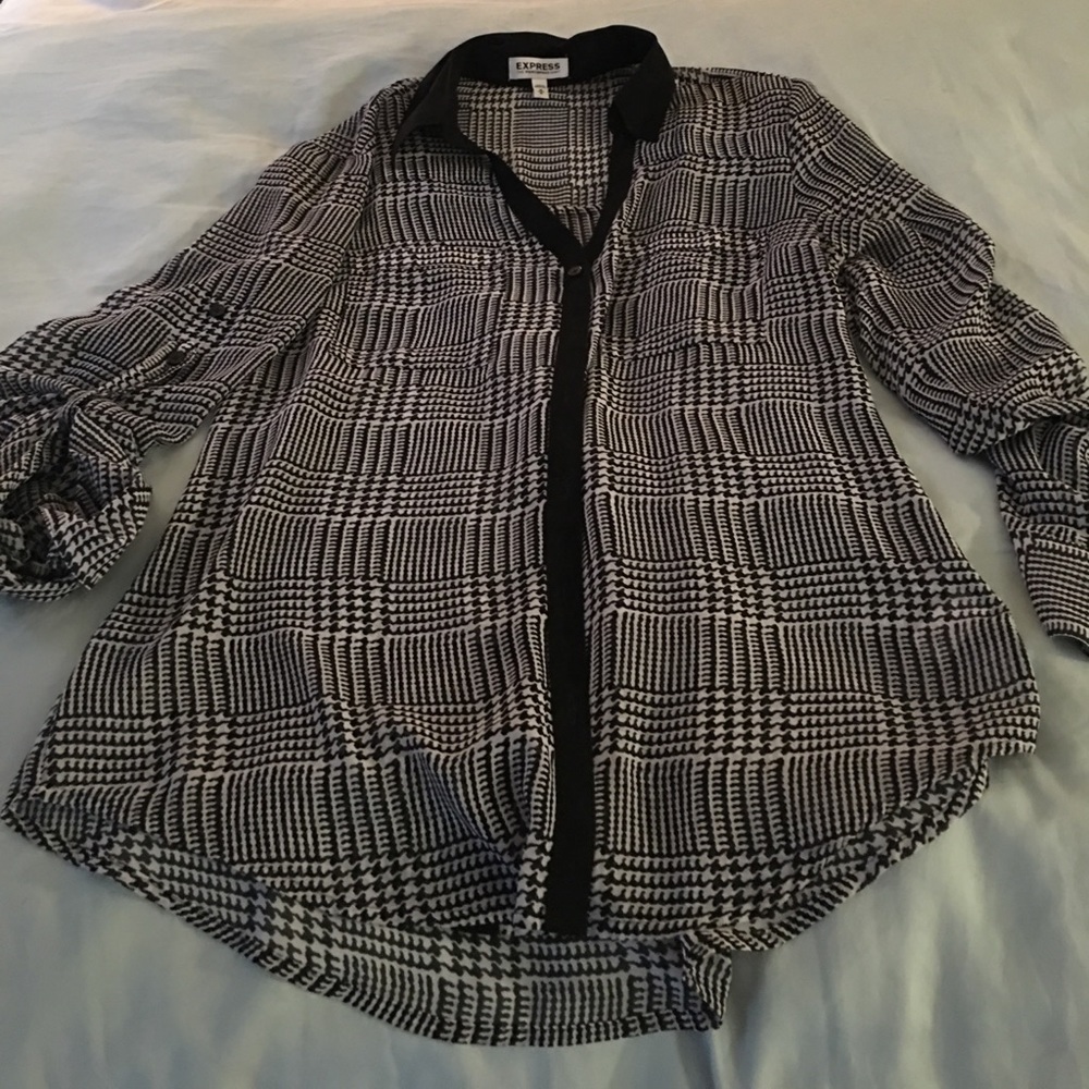 Black white checkered blouse
