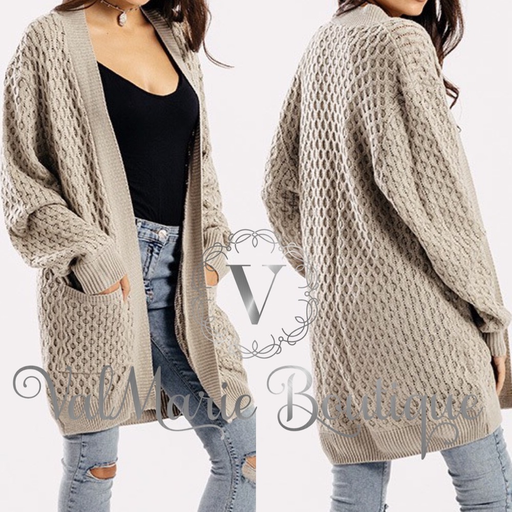 ‼️LAST 1- 💠 Knitted Creamy Taupe Cardigan - Picture 2 of 4