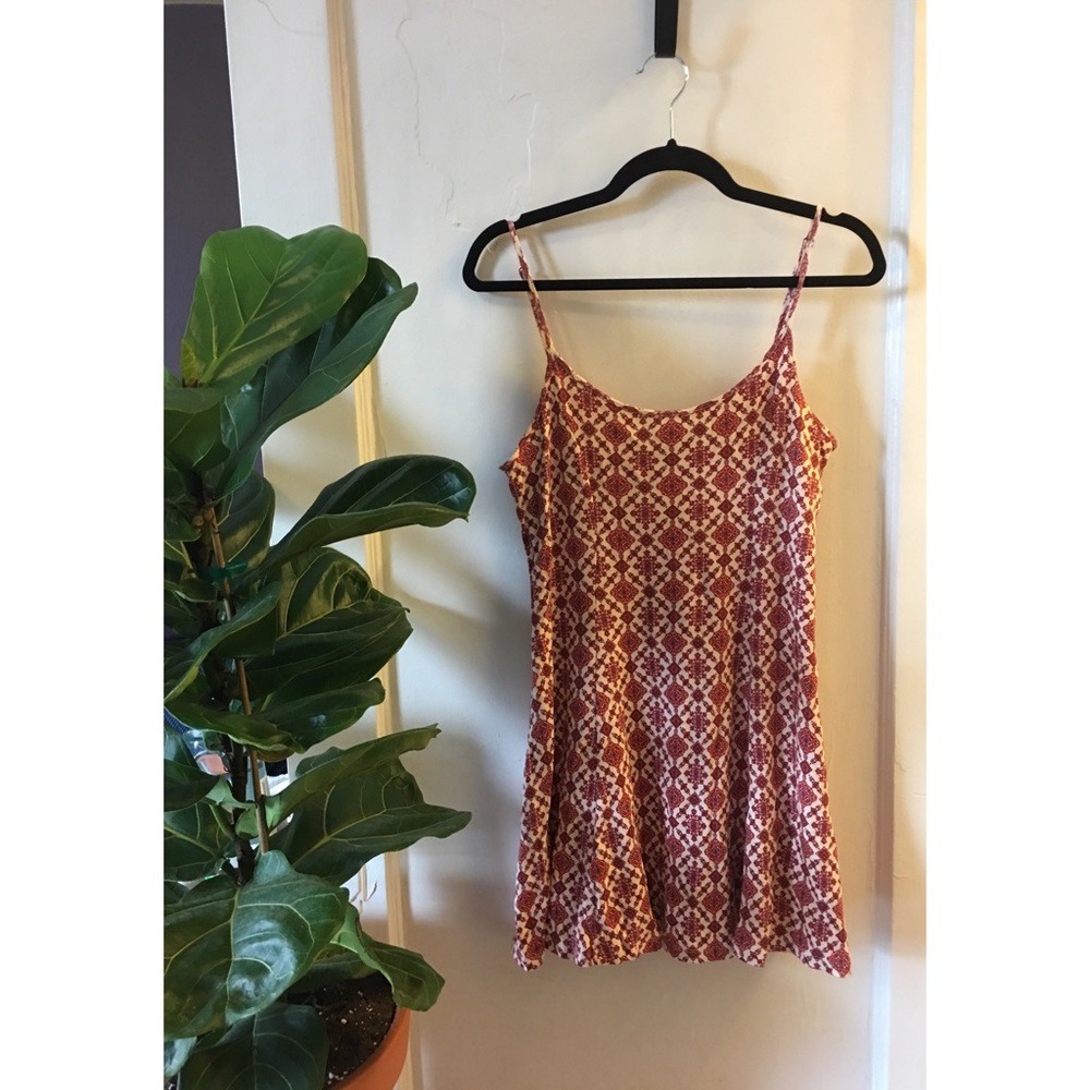💯 cotton! Red/cream boho minidress from Forever21