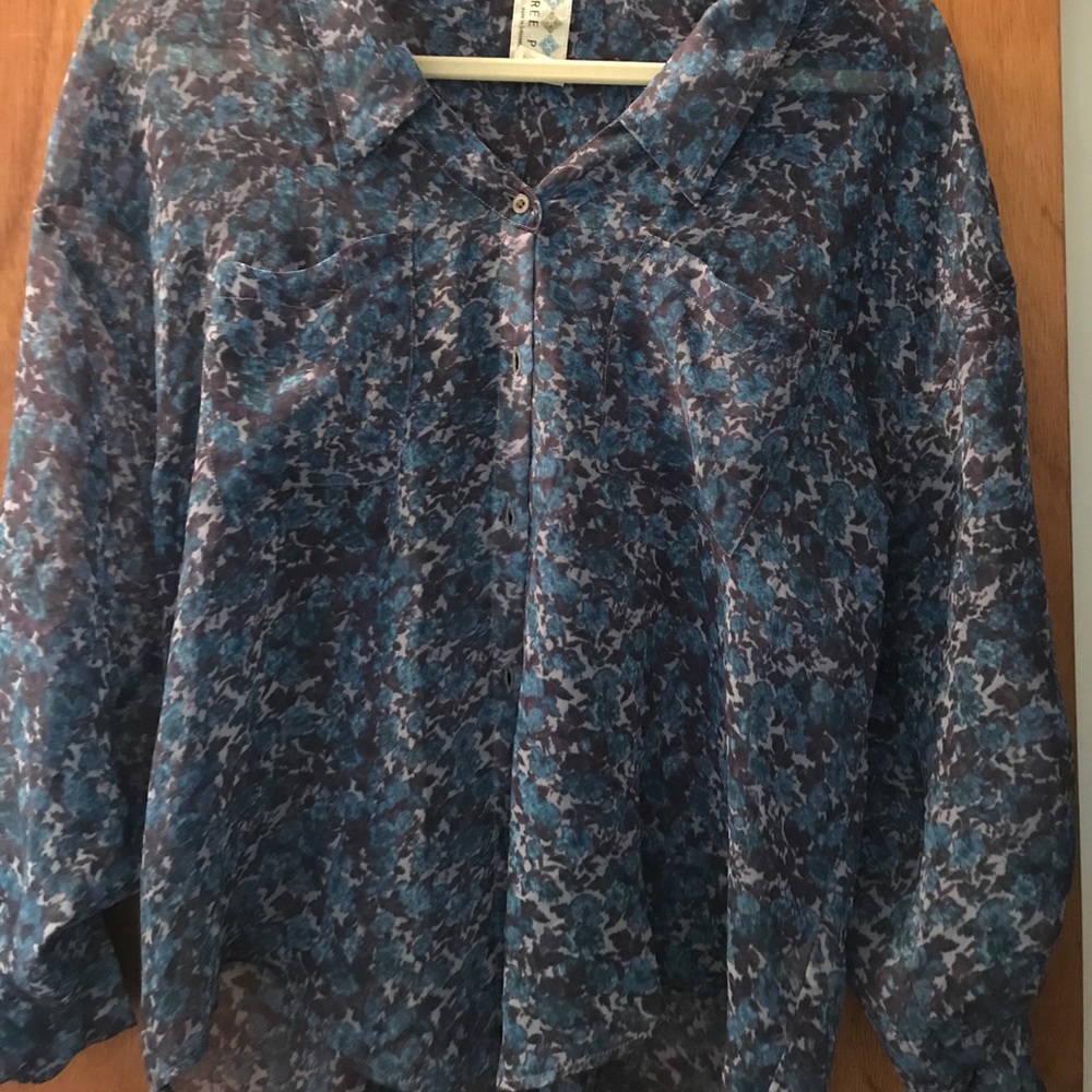 Free People Floral Hi/Low Blouse