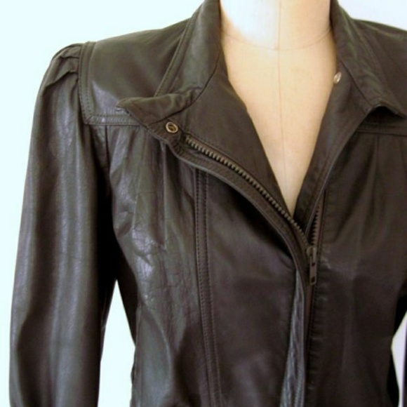 SOLD Slate Gray Puff Slv Moto Jacket xs/sm - Picture 2 of 4