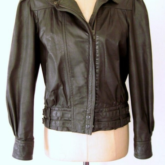SOLD Slate Gray Puff Slv Moto Jacket xs/sm - Picture 3 of 4