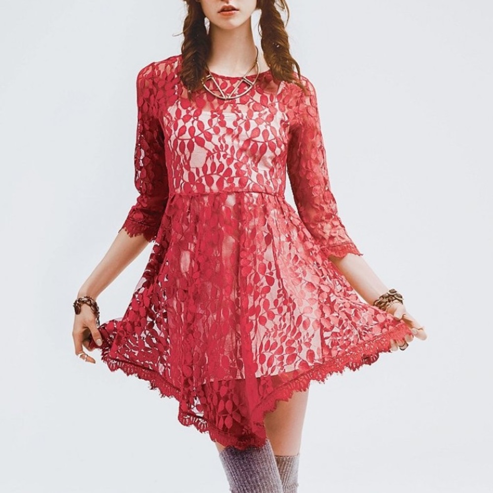 NWOT Free People floral mesh dress