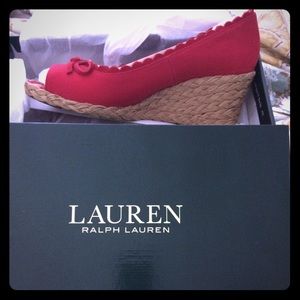 Ralph Lauren red wedge shoes size 8 1/2