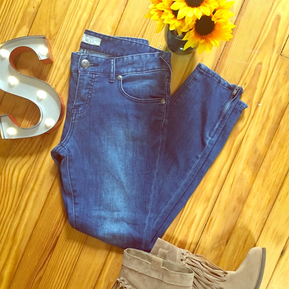 FREE PEOPLE  Ankle Zipper Skinny Jeans Size 28