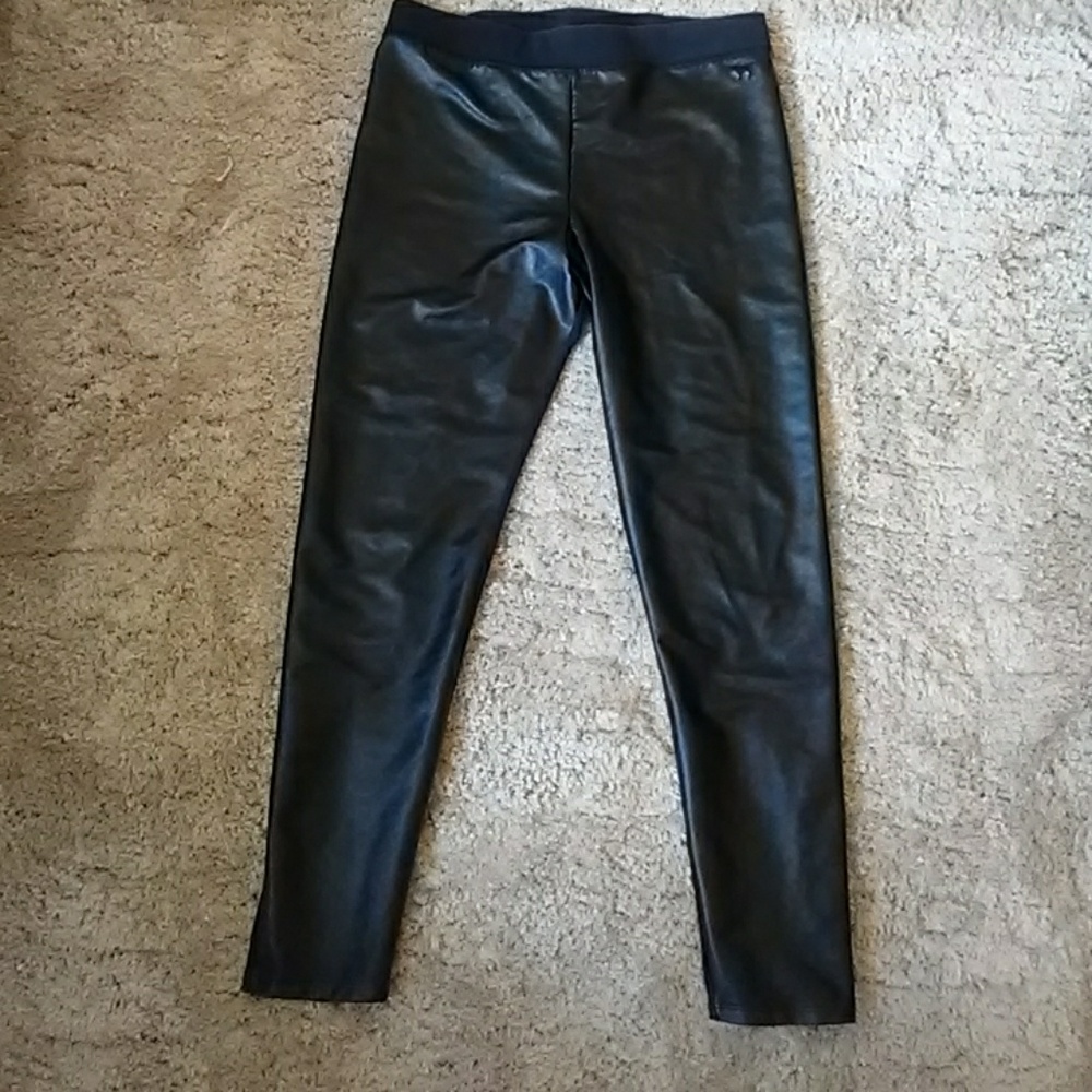 PINK black faux leather legging