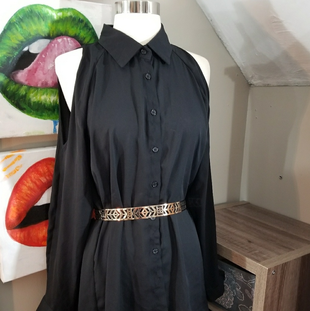 Long Sleeve Open Shoulder Blouse