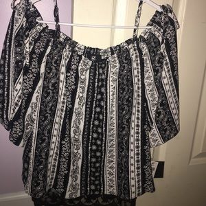 black an white off shoulder top