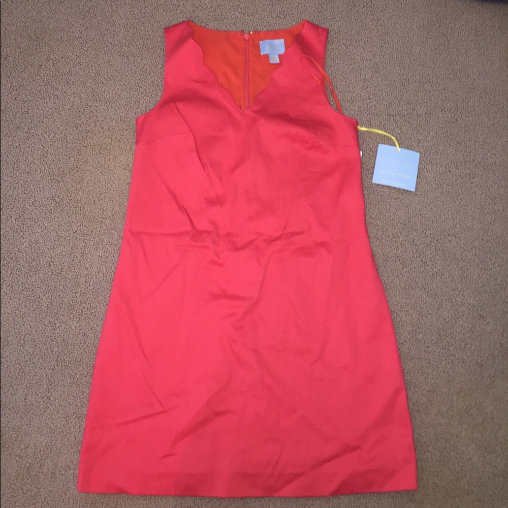 Coral Sleeveless Shift Dress