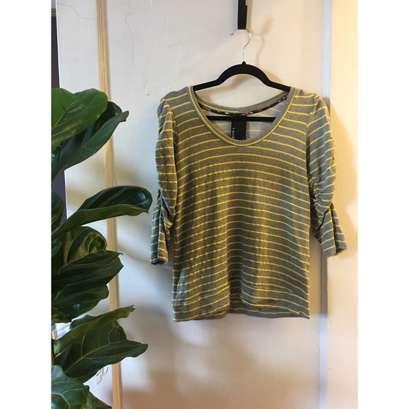 Anthropologie scoopneck striped 3/4 sleeve shirt - Picture 1 of 4