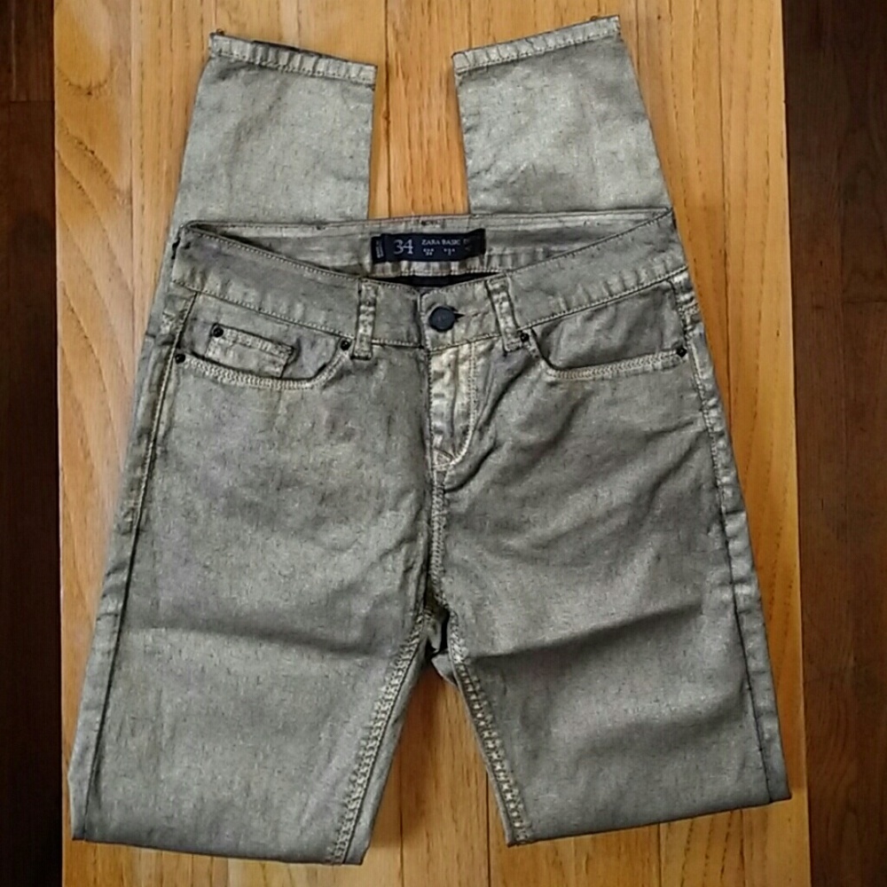 ZARA Golden Skinny Jeans SZ 2