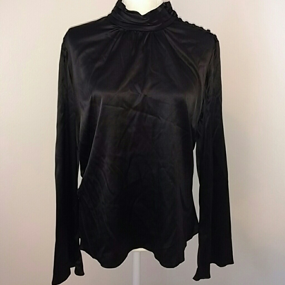 NWOT Vintage Black Silk Blouse