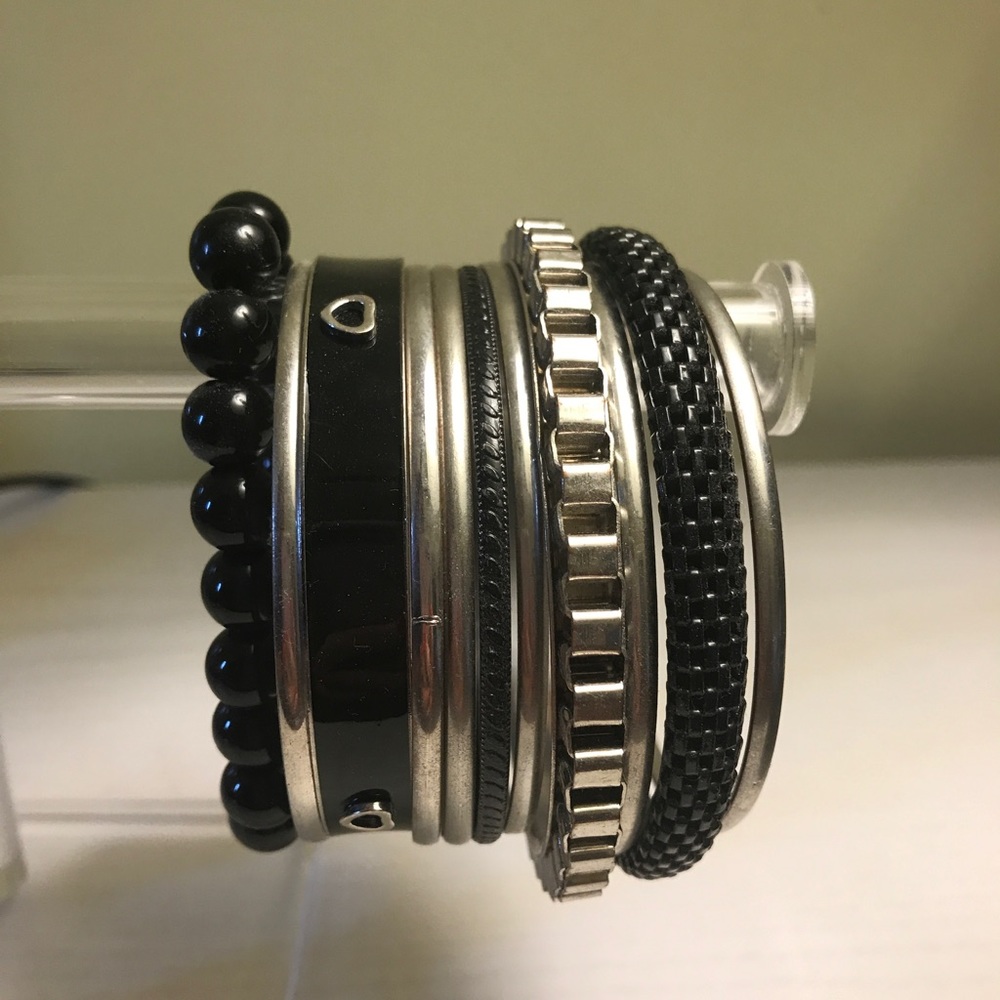 Silver & Black Bracelet Set - Picture 3 of 5