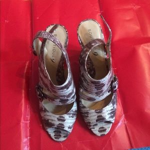 Reptile print block heels