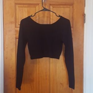 NWOT Knit Long Sleeve Black Crop Top L
