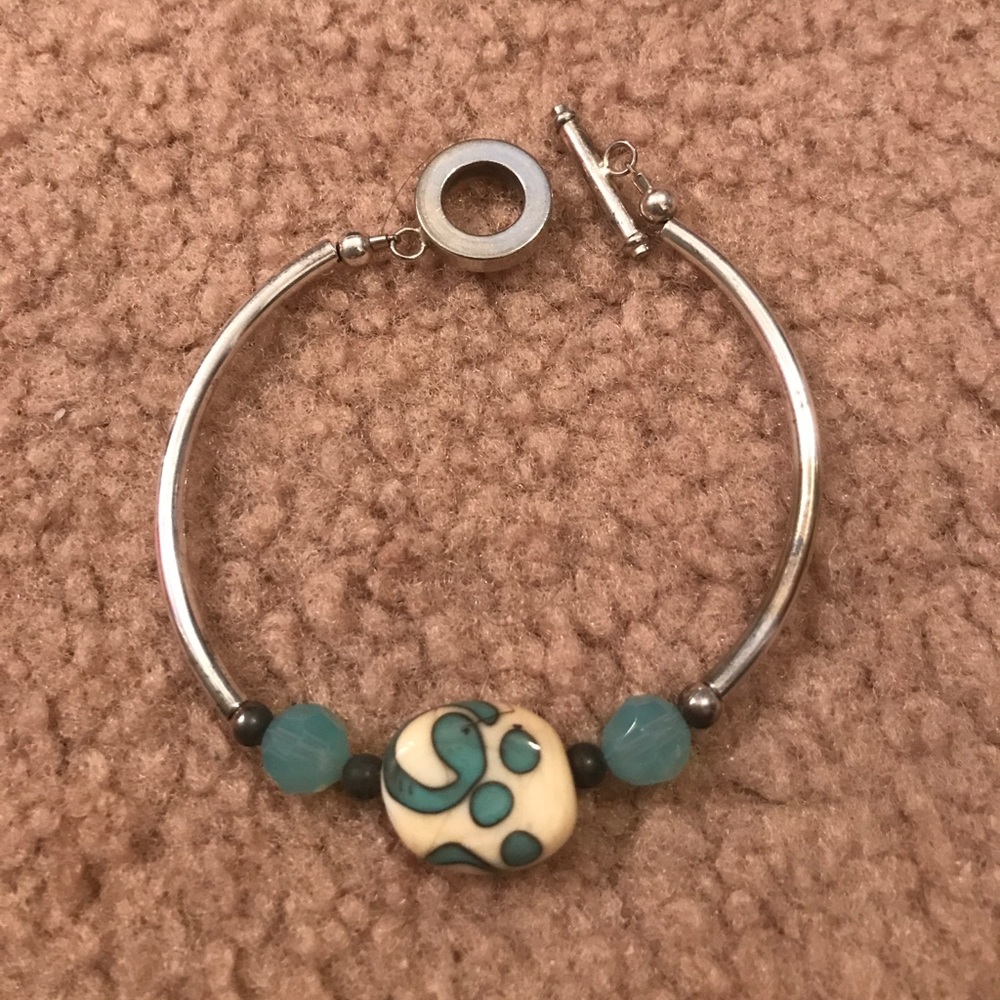Beaded and silver bracelet