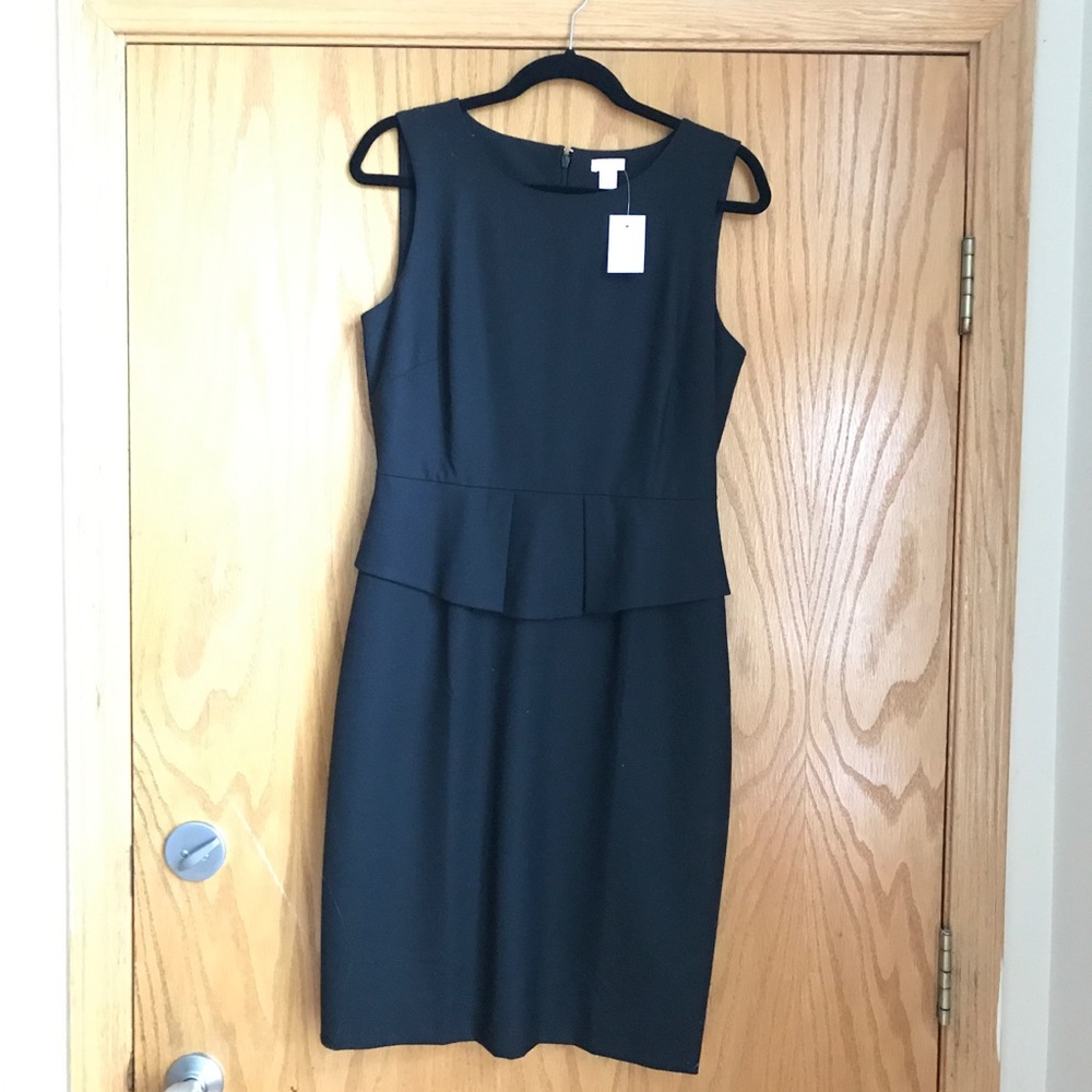 Black sleeveless peplum J. Crew dress