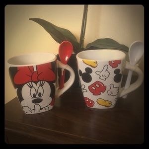 2 ceramic Mickey and Minnie Mouse Mugs