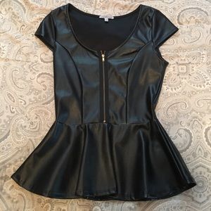 Leather Peplum Top